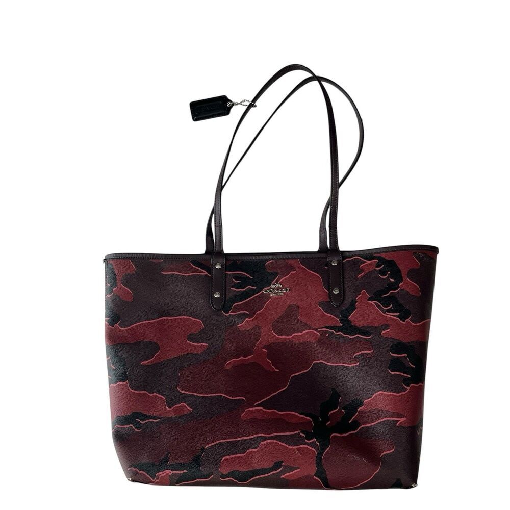 Coach Handbag Purse Military Red Camo Tote 31451 Large Shoulder Bag Reversible